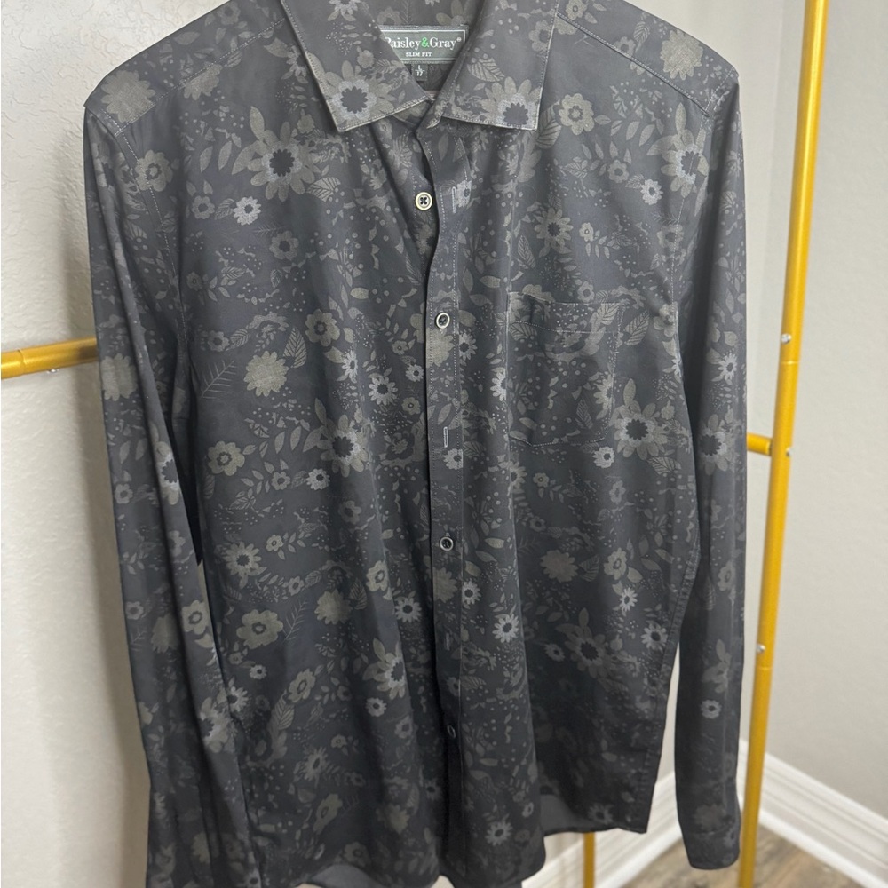 Paisley & Gray Dark Floral Slim Fit Shirt - Picture 2 of 3